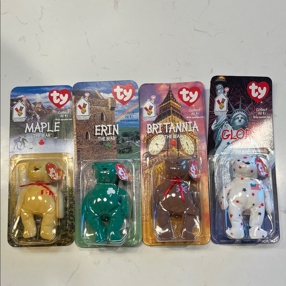 Ty Beanie Babies Set - Maple, Erin, Britannia, Glory Bears